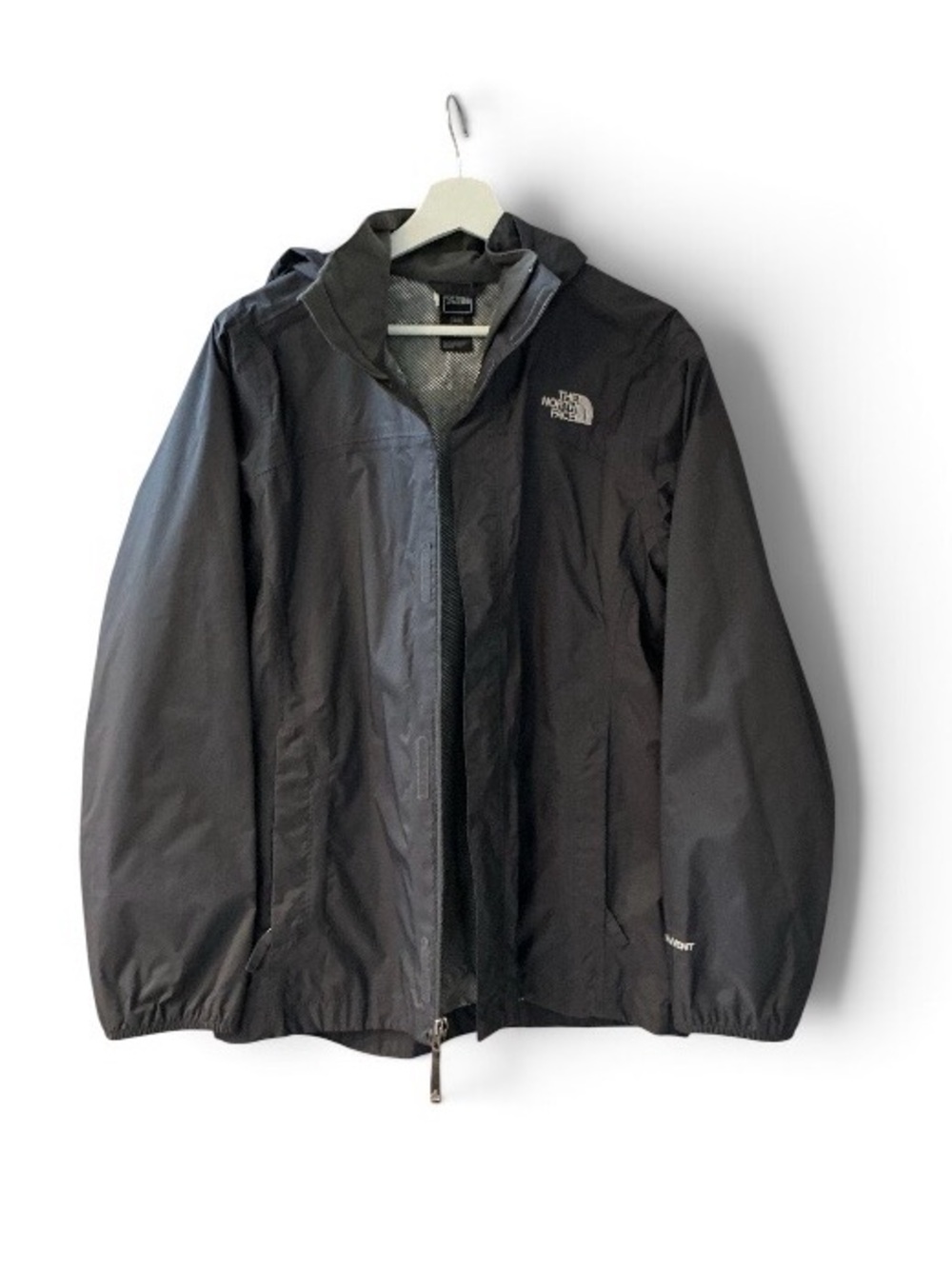 The North Face Boys XL (18-20) HyVent Black Mesh-Lined Hooded Rain Jacket